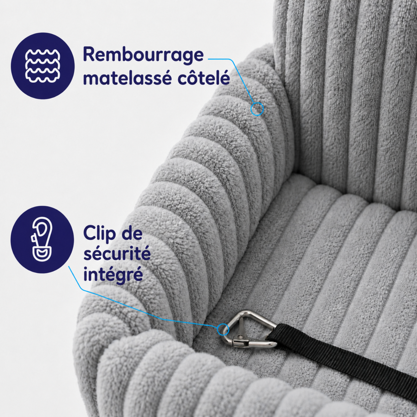 MrFluffyFriend® - Siège Auto Douillet & Sécurisé pour Chien